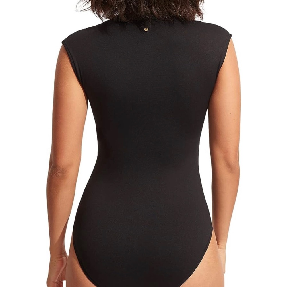 Seafolly Black Zip-Front One-Piece Swimsuit - Picture 3 of 14